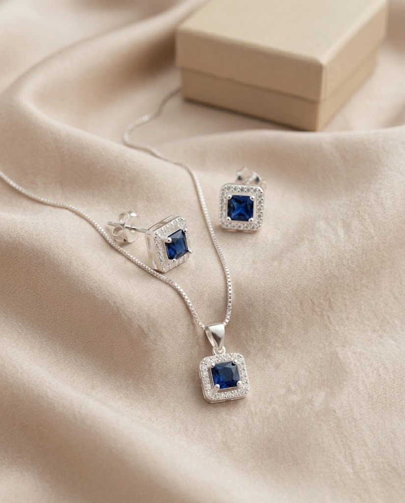Set Halo Zafiro en plata 925 — MARDAN JOYAS